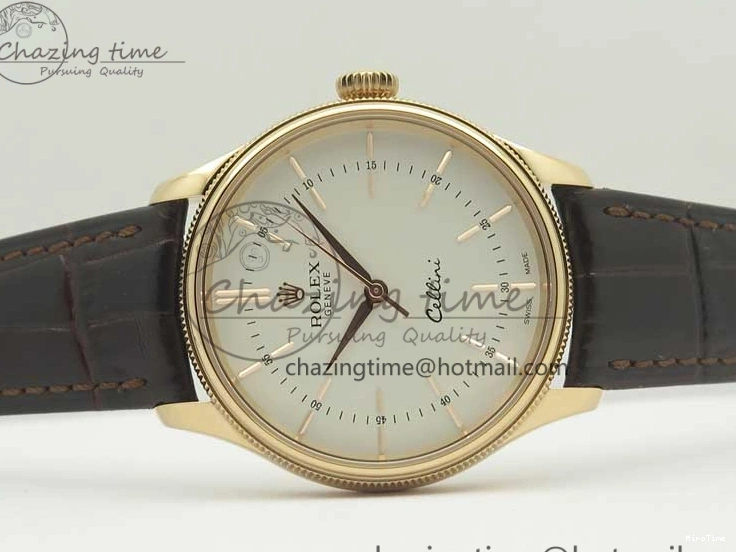 MiroTime 0123 Cellini Time 50509 RG MKF Best Edition White Dial Sticks Marker on Brown Leather Strap A3132 V SoftTouch 3405